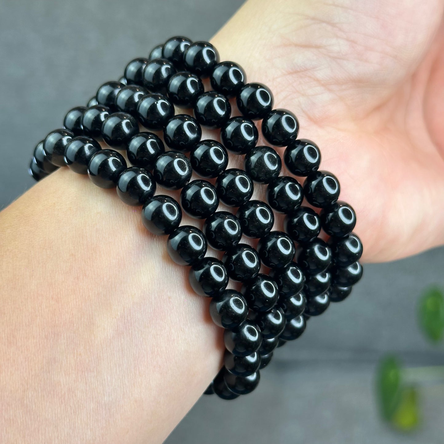 Natural Black Obsidian Bracelet Size 8.3 mm