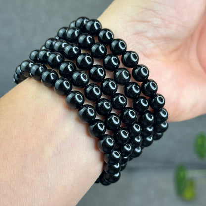 Natural Black Obsidian Bracelet Size 8.3 mm