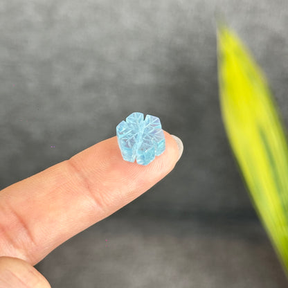 Natural Blue Aquamarine Snowflake Charm