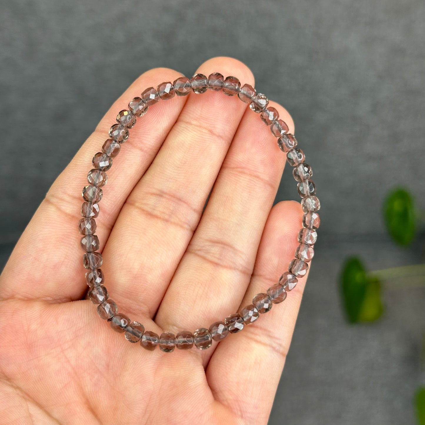 Natural Smokey Quartz Faceted Bracelet Size 4.5 mm