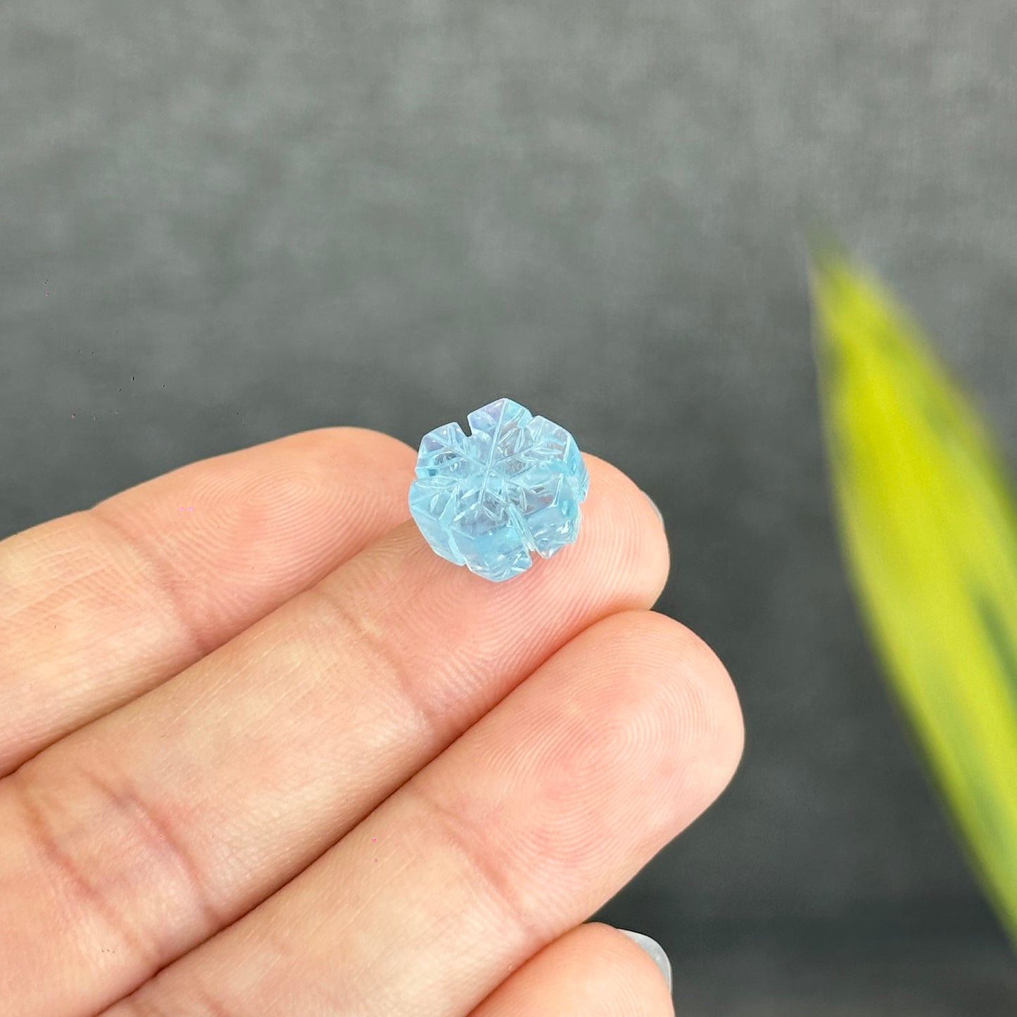 Natural Blue Aquamarine Snowflake Charm