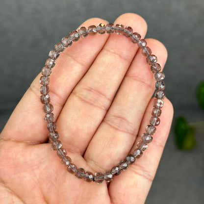 Natural Smokey Quartz Faceted Bracelet Size 4.5 mm