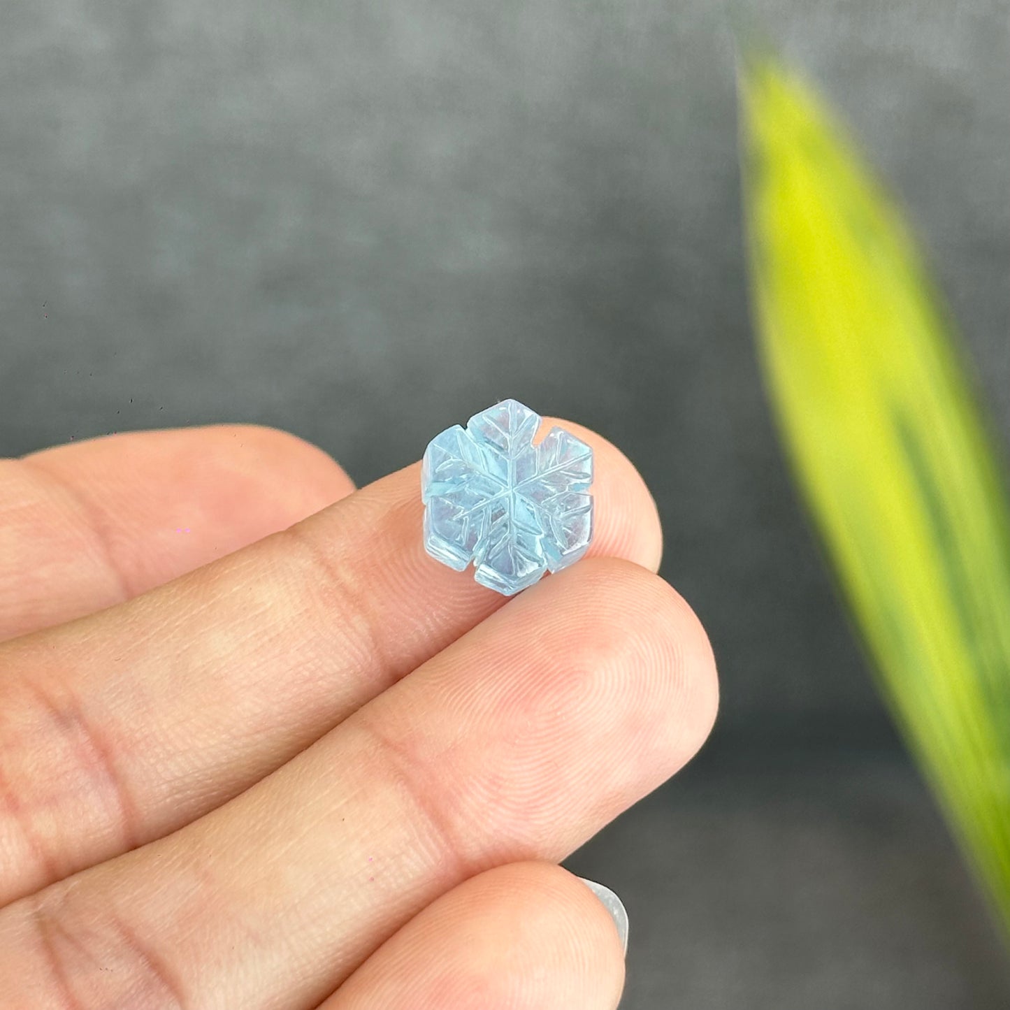 Natural Blue Aquamarine Snowflake Charm