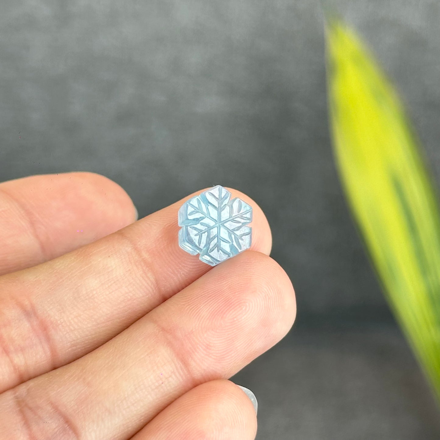Natural Blue Aquamarine Snowflake Charm