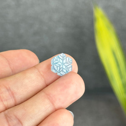 Natural Blue Aquamarine Snowflake Charm