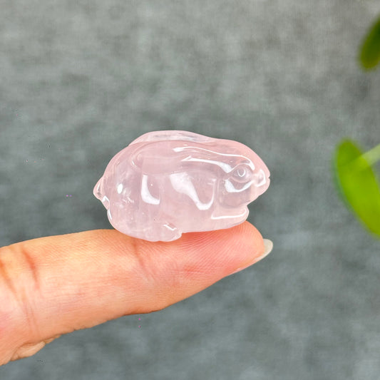 Natural Rose Quartz Bunny Figurine