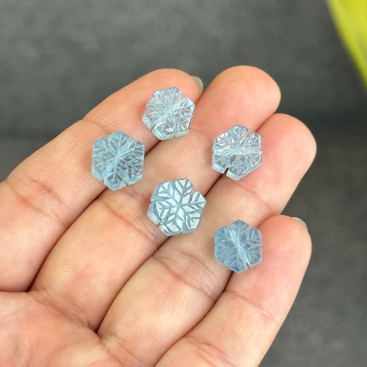 Natural Blue Aquamarine Snowflake Charm