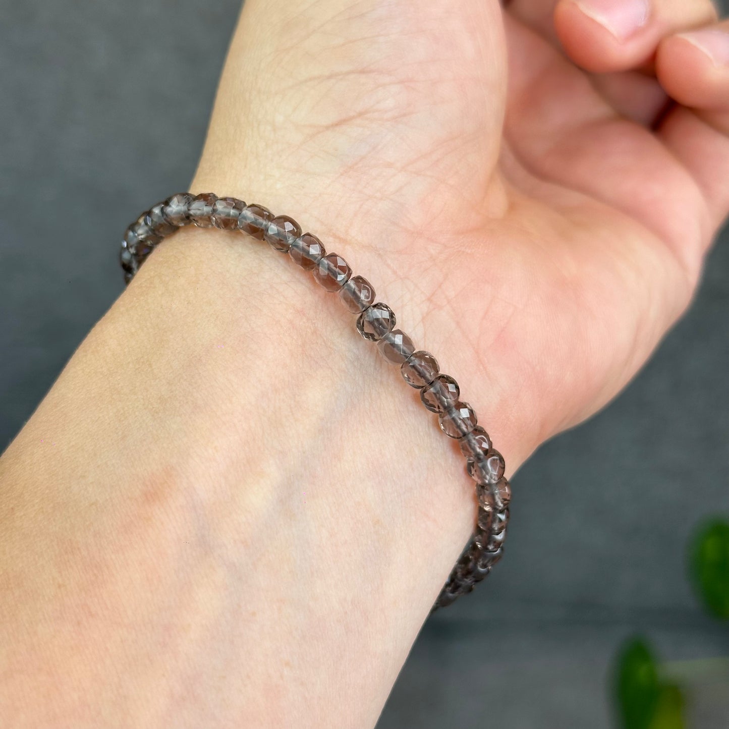 Natural Smokey Quartz Faceted Bracelet Size 4.5 mm