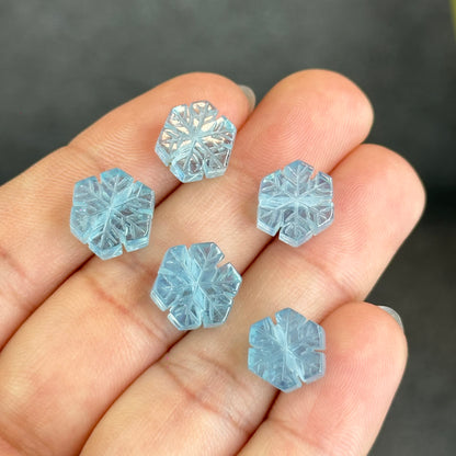 Natural Blue Aquamarine Snowflake Charm