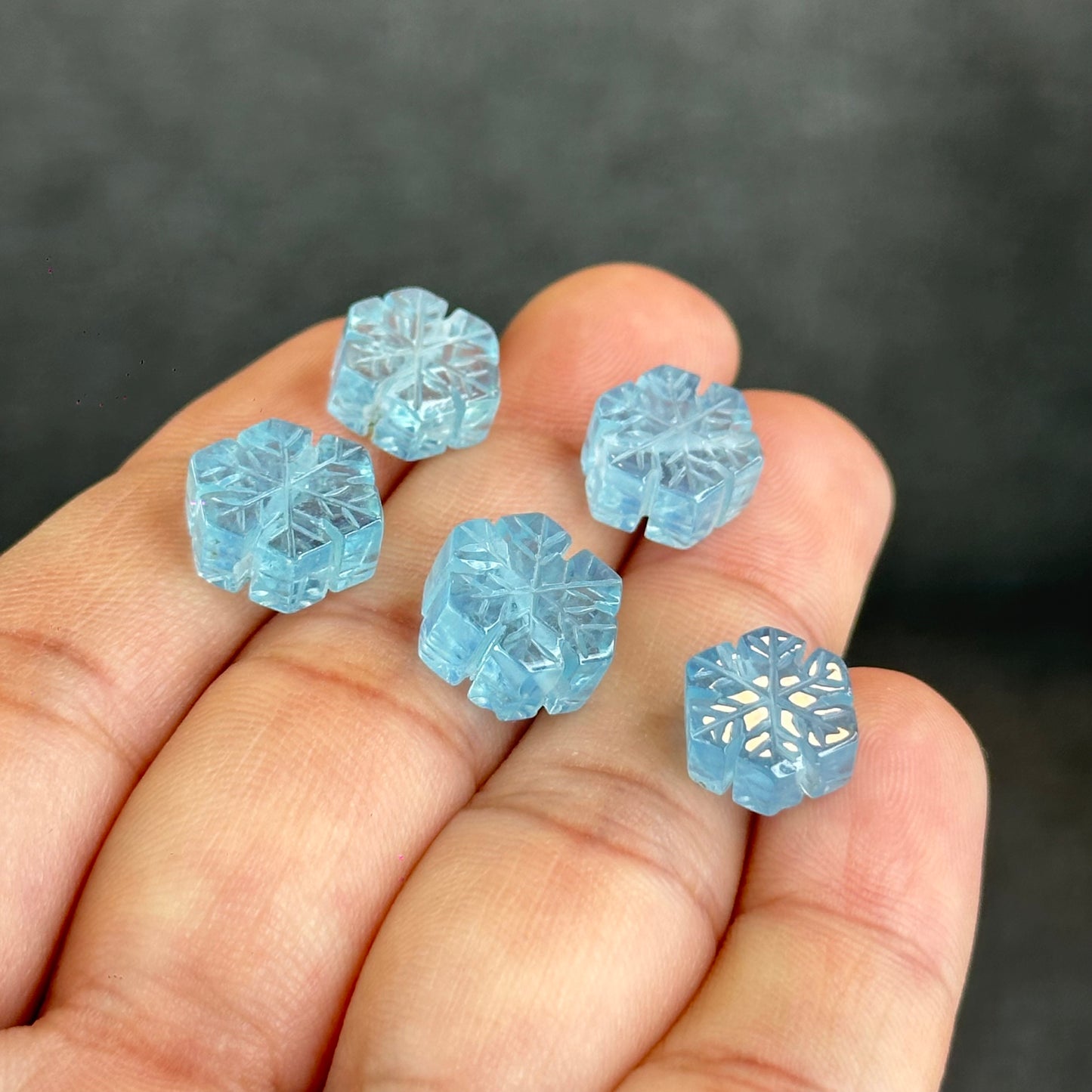 Natural Blue Aquamarine Snowflake Charm