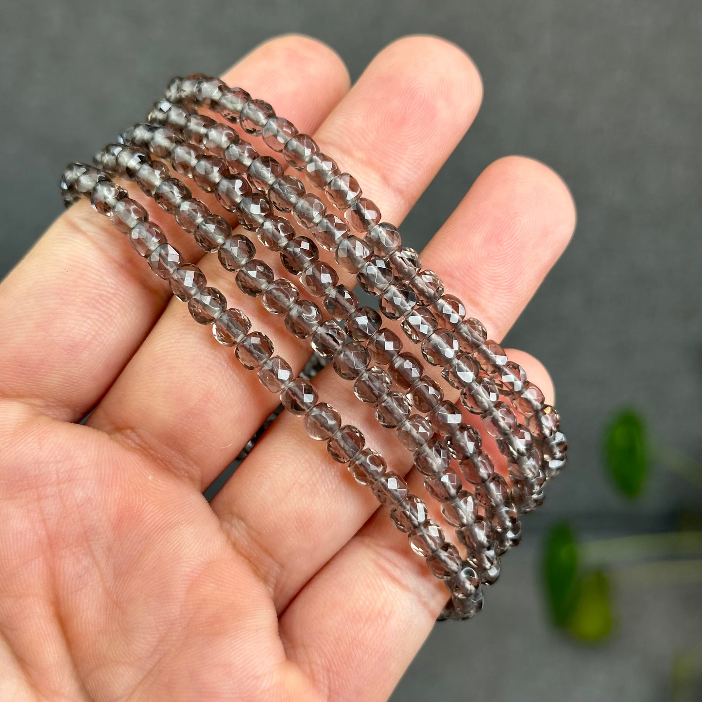 Natural Smokey Quartz Faceted Bracelet Size 4.5 mm