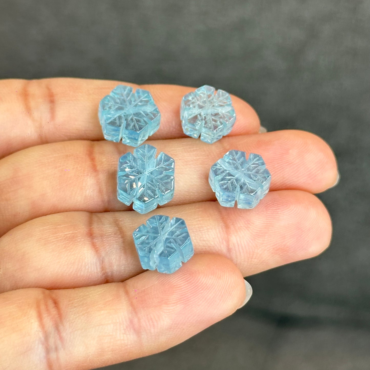 Natural Blue Aquamarine Snowflake Charm