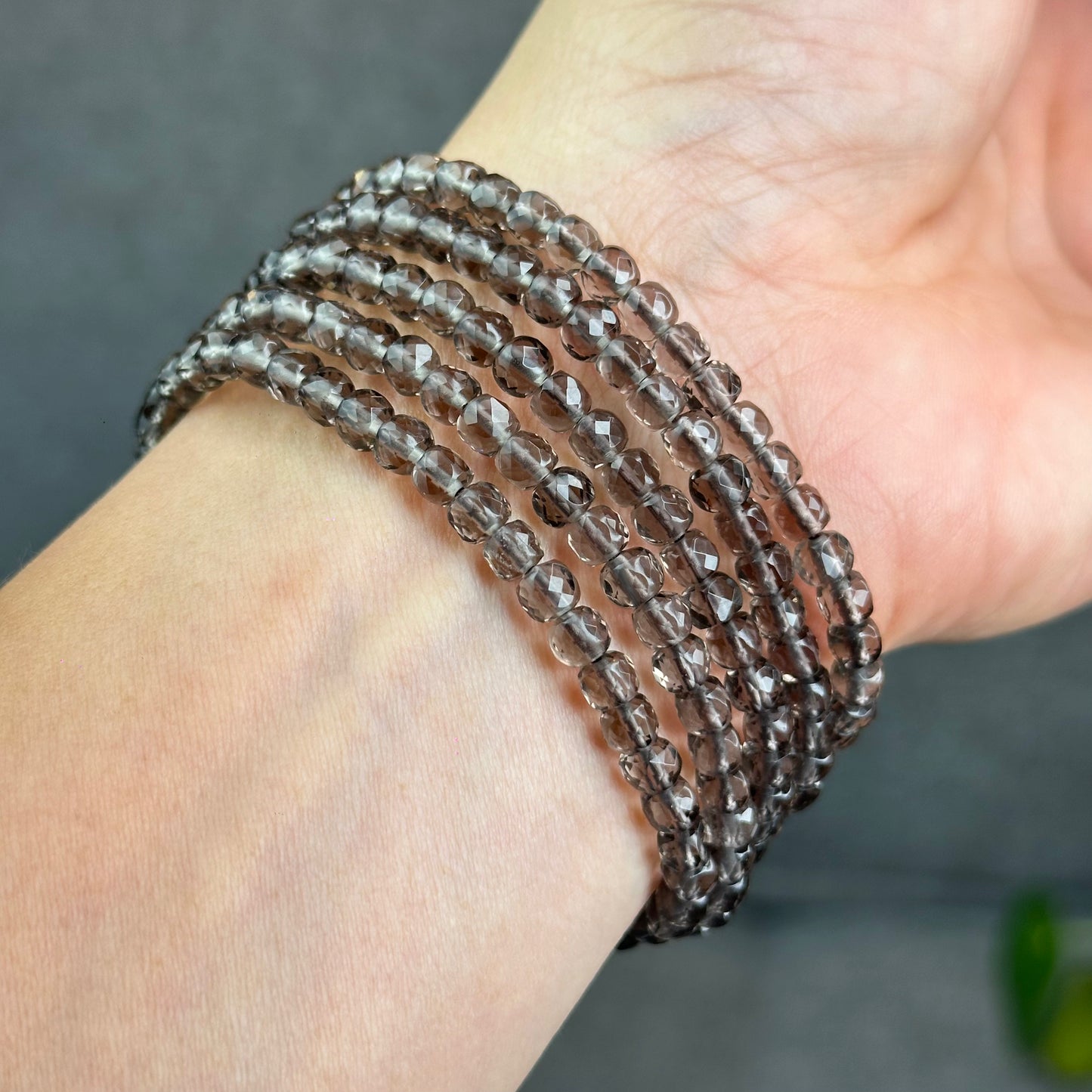 Natural Smokey Quartz Faceted Bracelet Size 4.5 mm