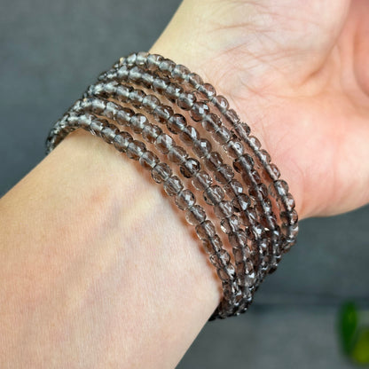Natural Smokey Quartz Faceted Bracelet Size 4.5 mm