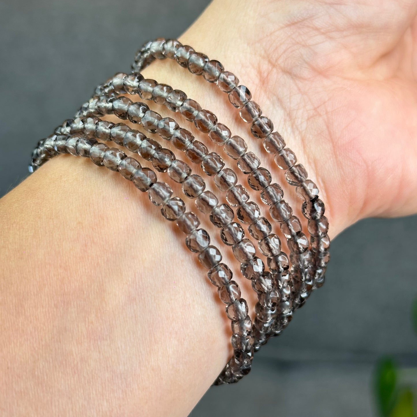 Natural Smokey Quartz Faceted Bracelet Size 4.5 mm