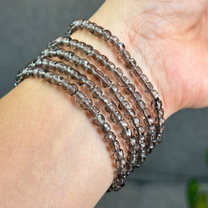 Natural Smokey Quartz Faceted Bracelet Size 4.5 mm
