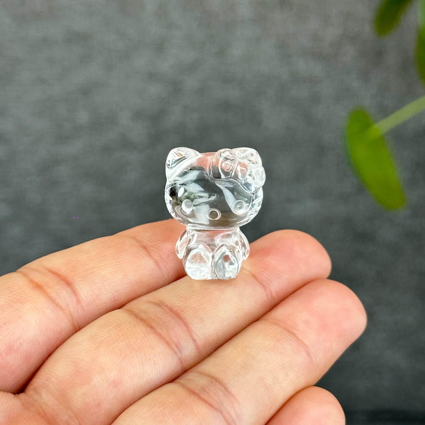 Natural Clear Quartz Hello Kitty Figurine