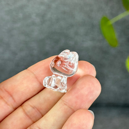 Natural Clear Quartz Hello Kitty Figurine