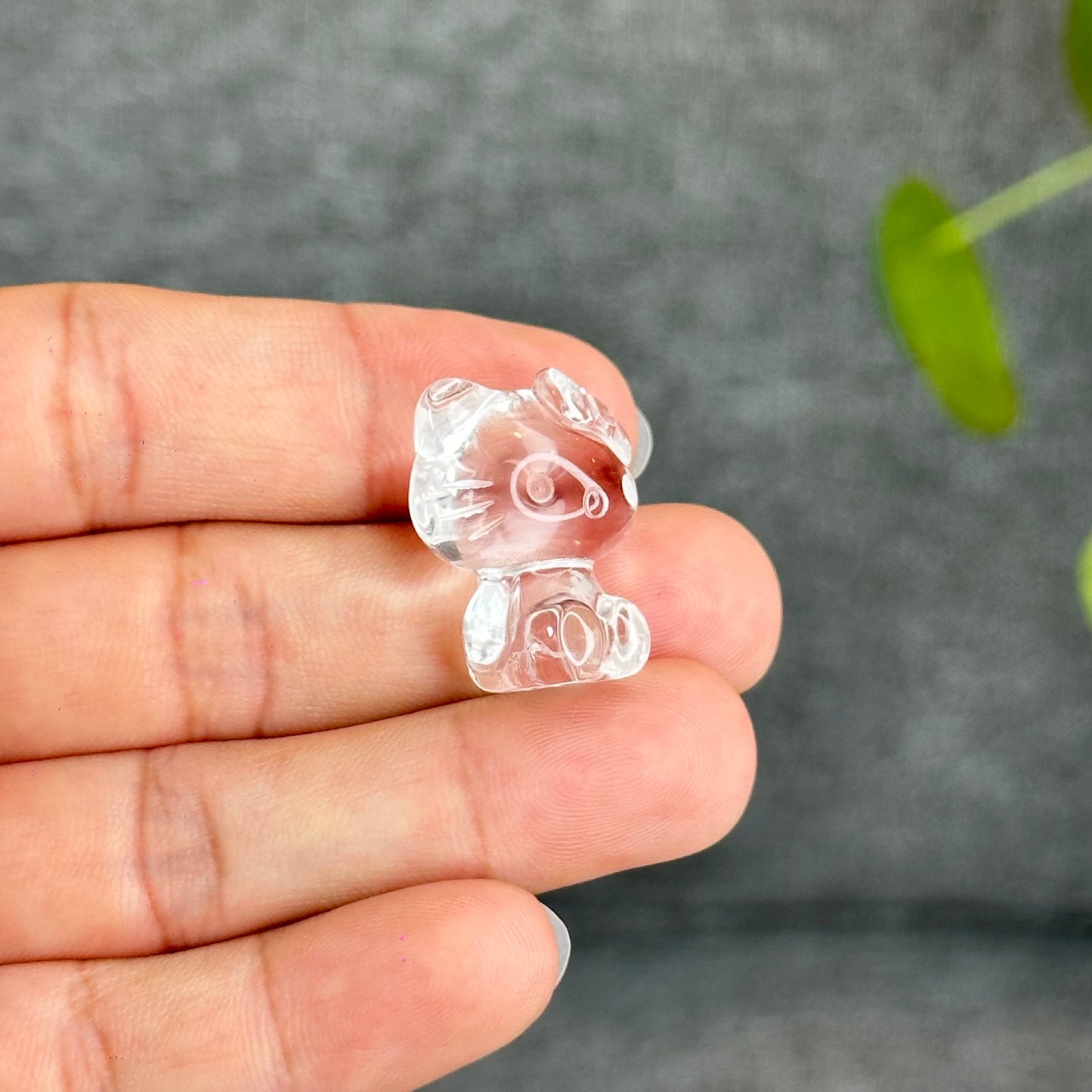 Natural Clear Quartz Hello Kitty Figurine