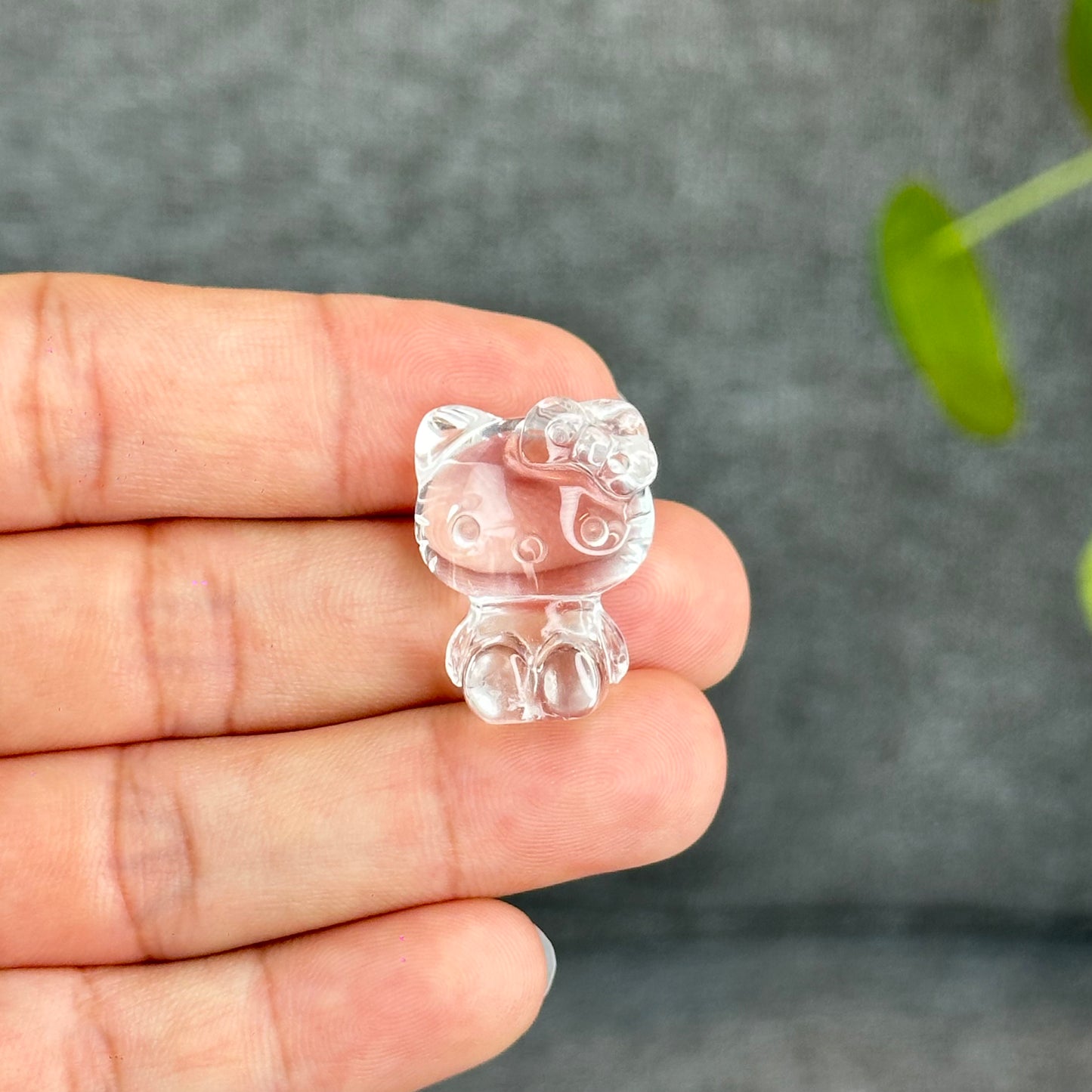 Natural Clear Quartz Hello Kitty Figurine