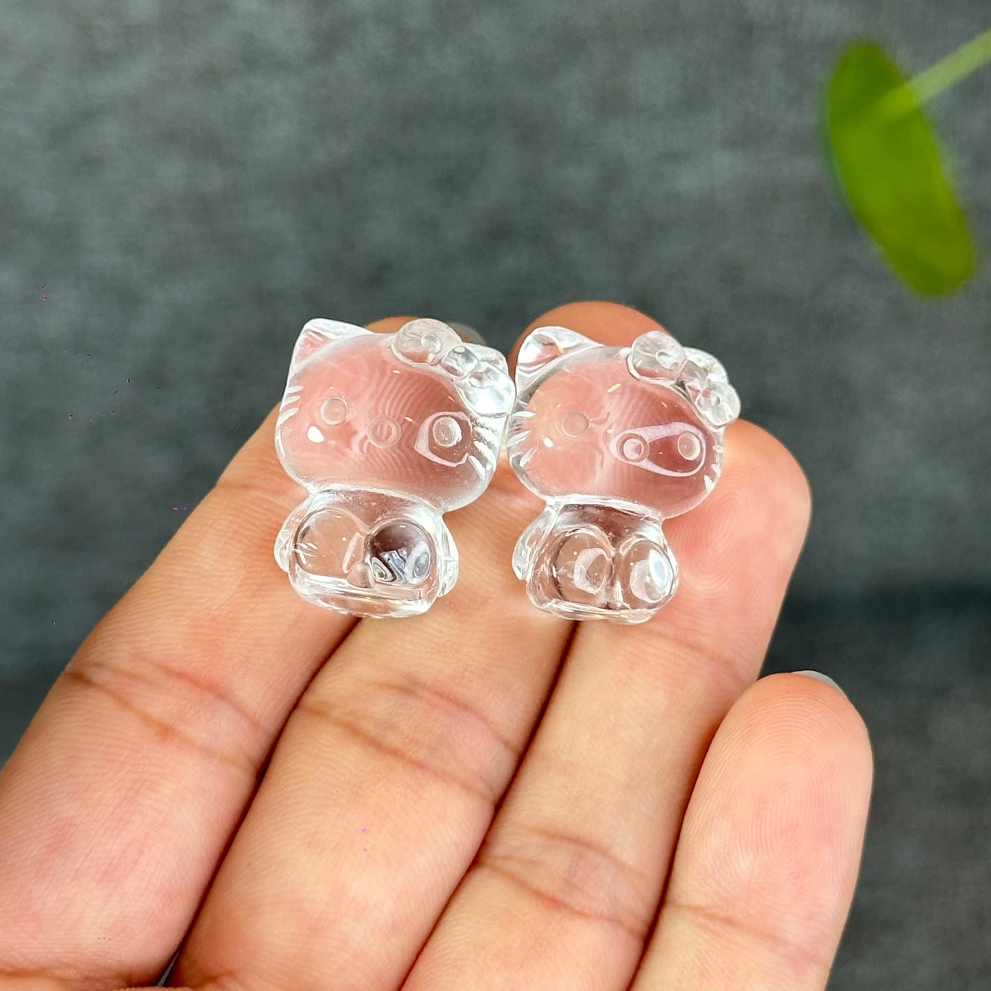 Natural Clear Quartz Hello Kitty Figurine