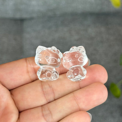 Natural Clear Quartz Hello Kitty Figurine