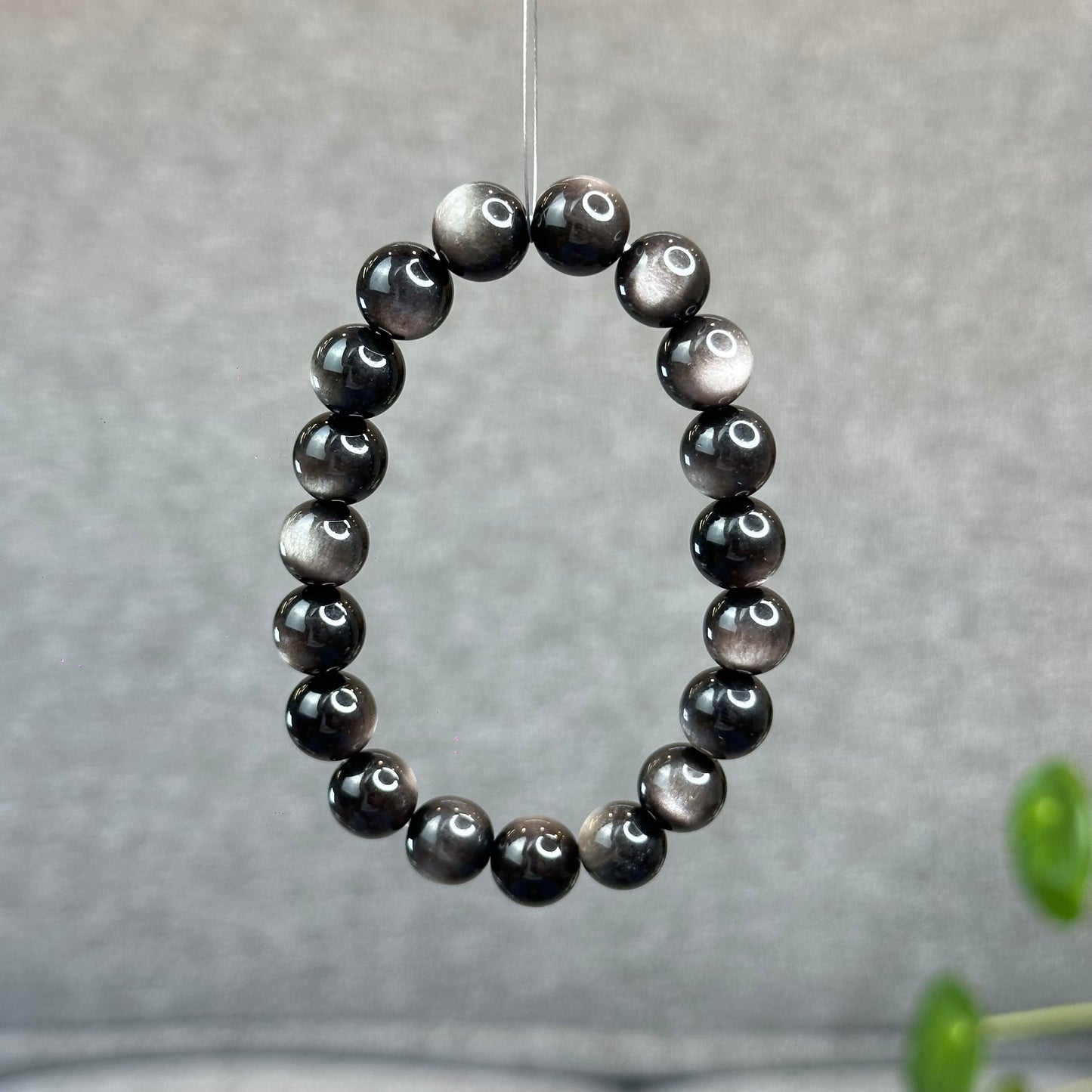 Natural Silver Obsidian Bracelet Size 9.5 mm