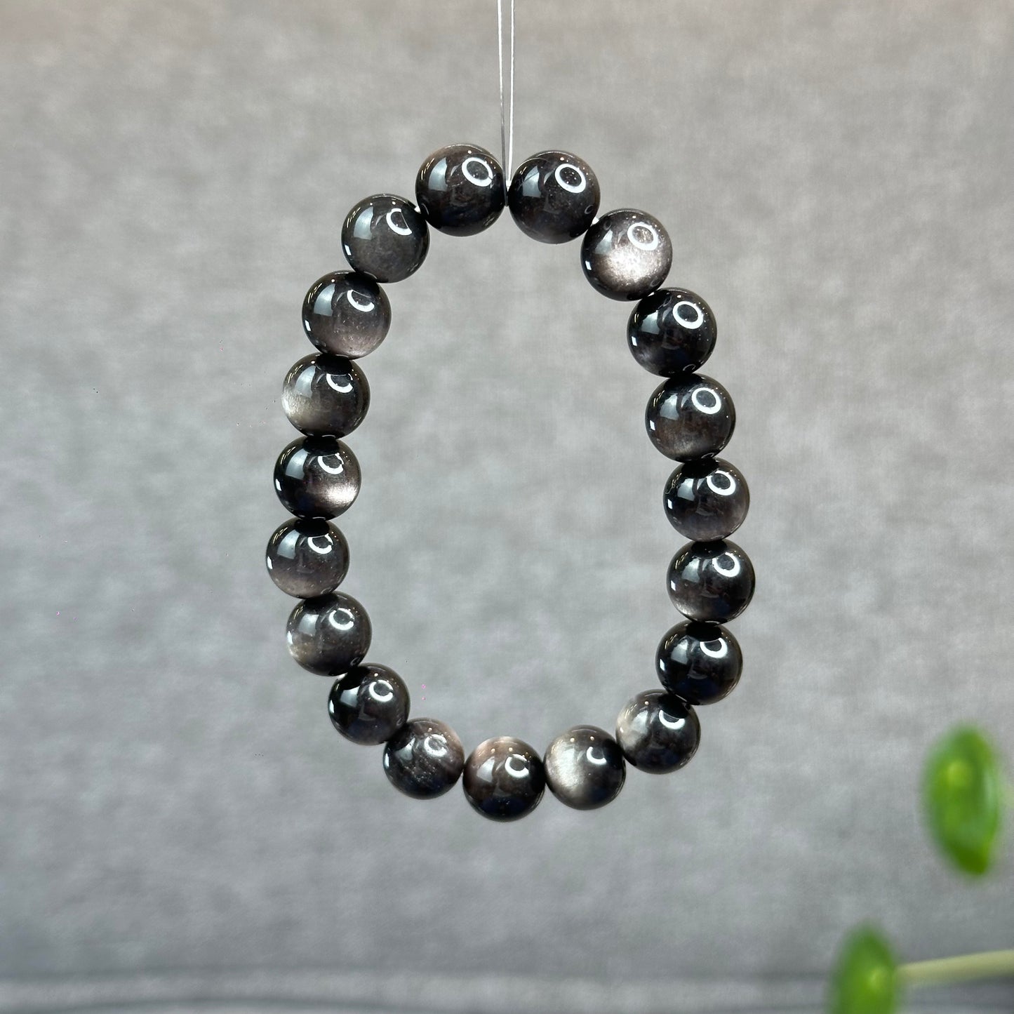 Natural Silver Obsidian Bracelet Size 9.5 mm