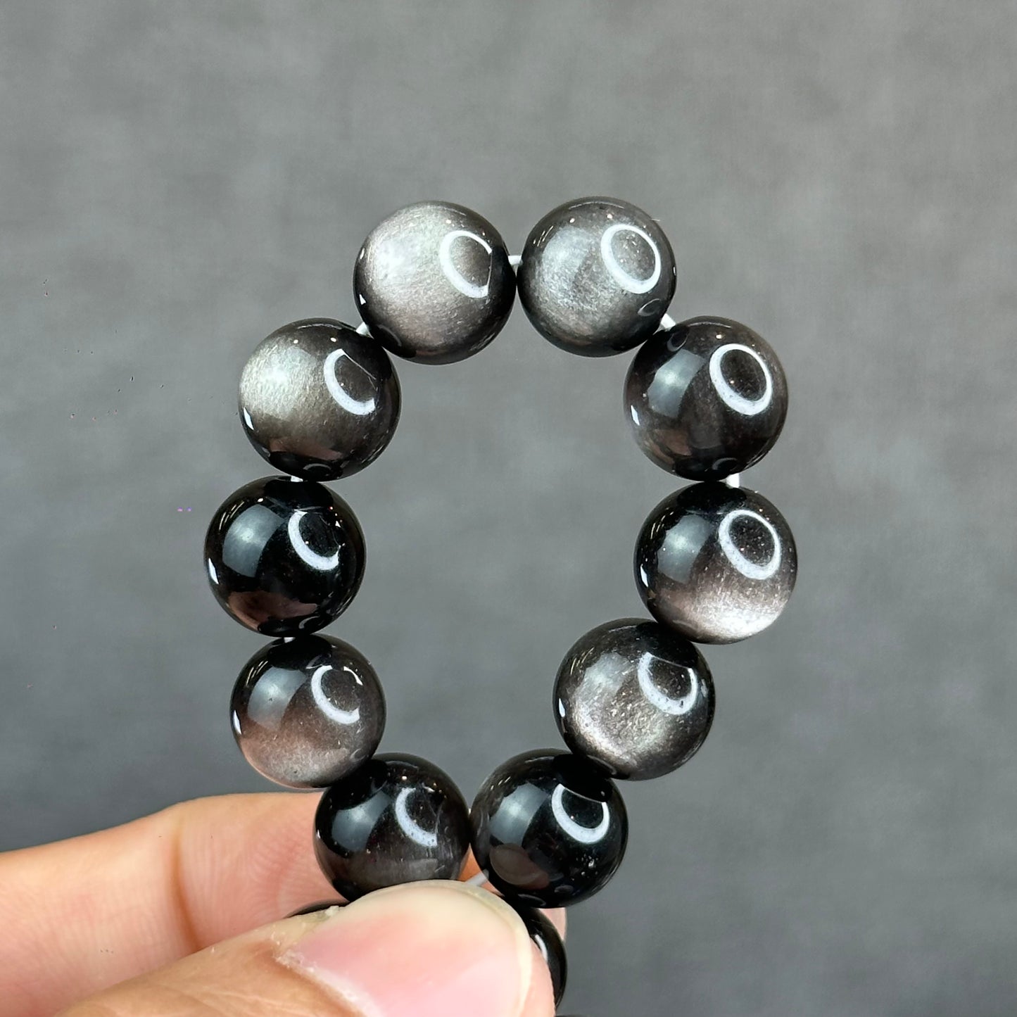 Natural Silver Obsidian Bracelet Size 9.5 mm