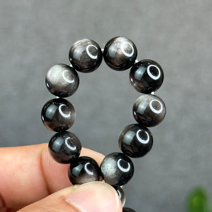 Natural Silver Obsidian Bracelet Size 9.5 mm