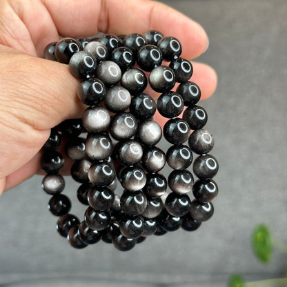 Natural Silver Obsidian Bracelet Size 9.5 mm