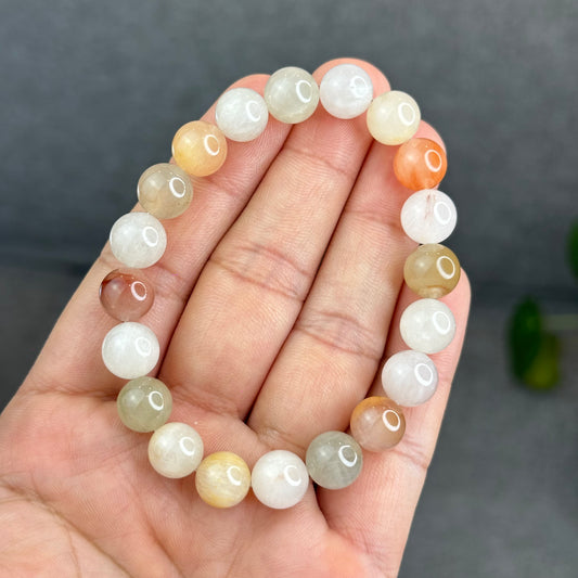 Natural Multi-Colour Rabbit Hair Quartz Bracelet Size 9 mm