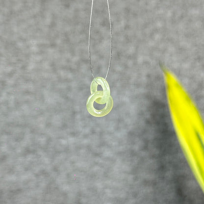 Natural Translucent Nephrite Jade Circle Interlock Charm