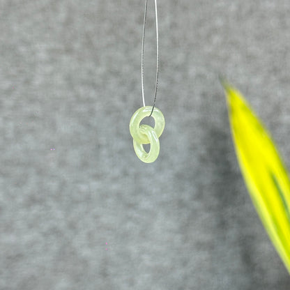 Natural Translucent Nephrite Jade Circle Interlock Charm