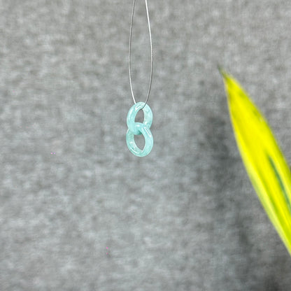 Natural Translucent Water Green Jadeite Jade Circle Interlock Charm