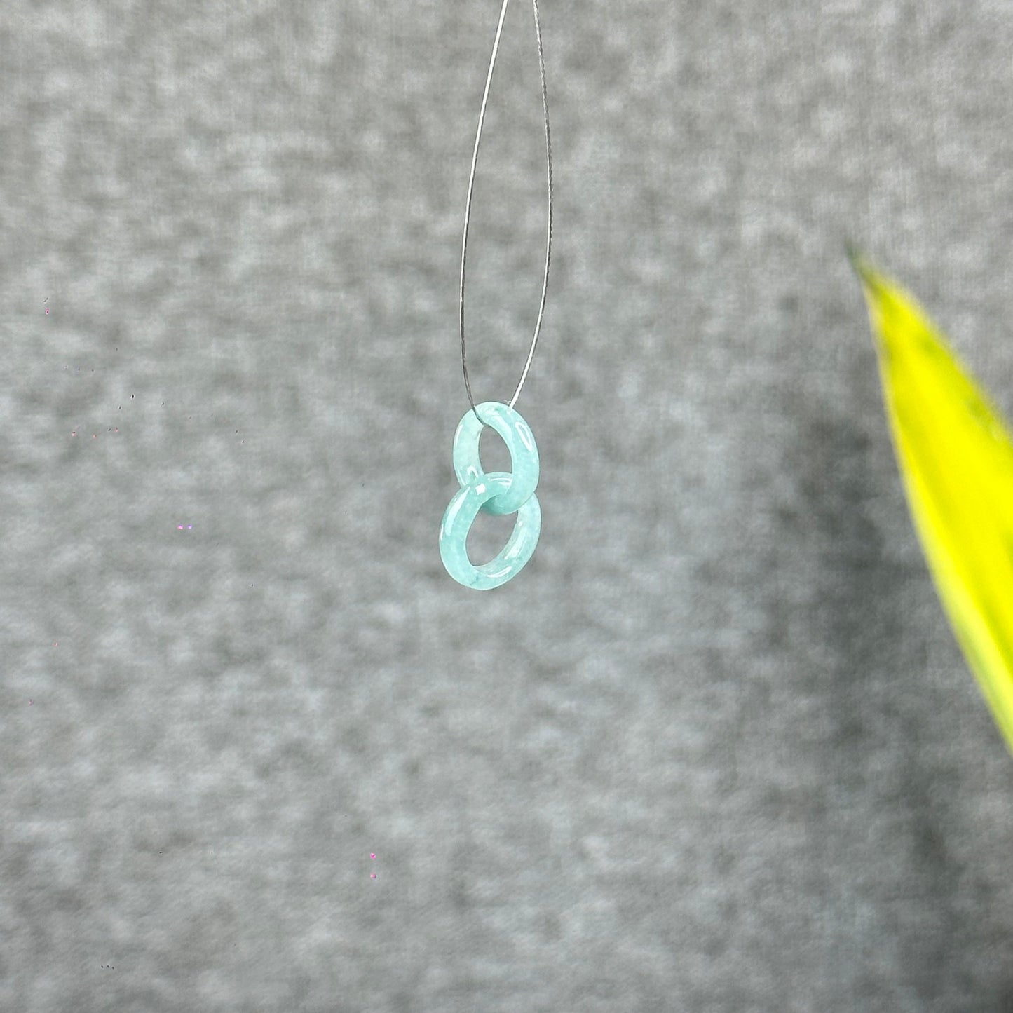 Natural Translucent Water Green Jadeite Jade Circle Interlock Charm