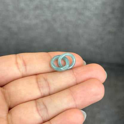 Natural Translucent Water Green Jadeite Jade Circle Interlock Charm