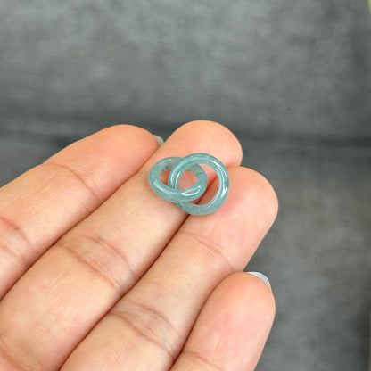 Natural Translucent Water Green Jadeite Jade Circle Interlock Charm