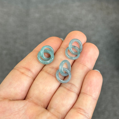 Natural Translucent Water Green Jadeite Jade Circle Interlock Charm
