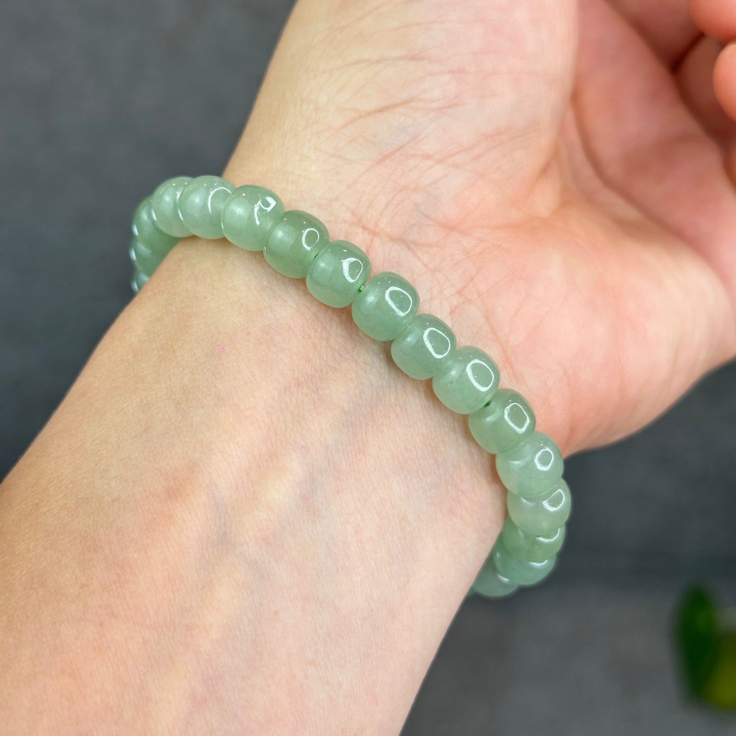 Natural Green Aventurine Barrel Bracelet Size 9 mm