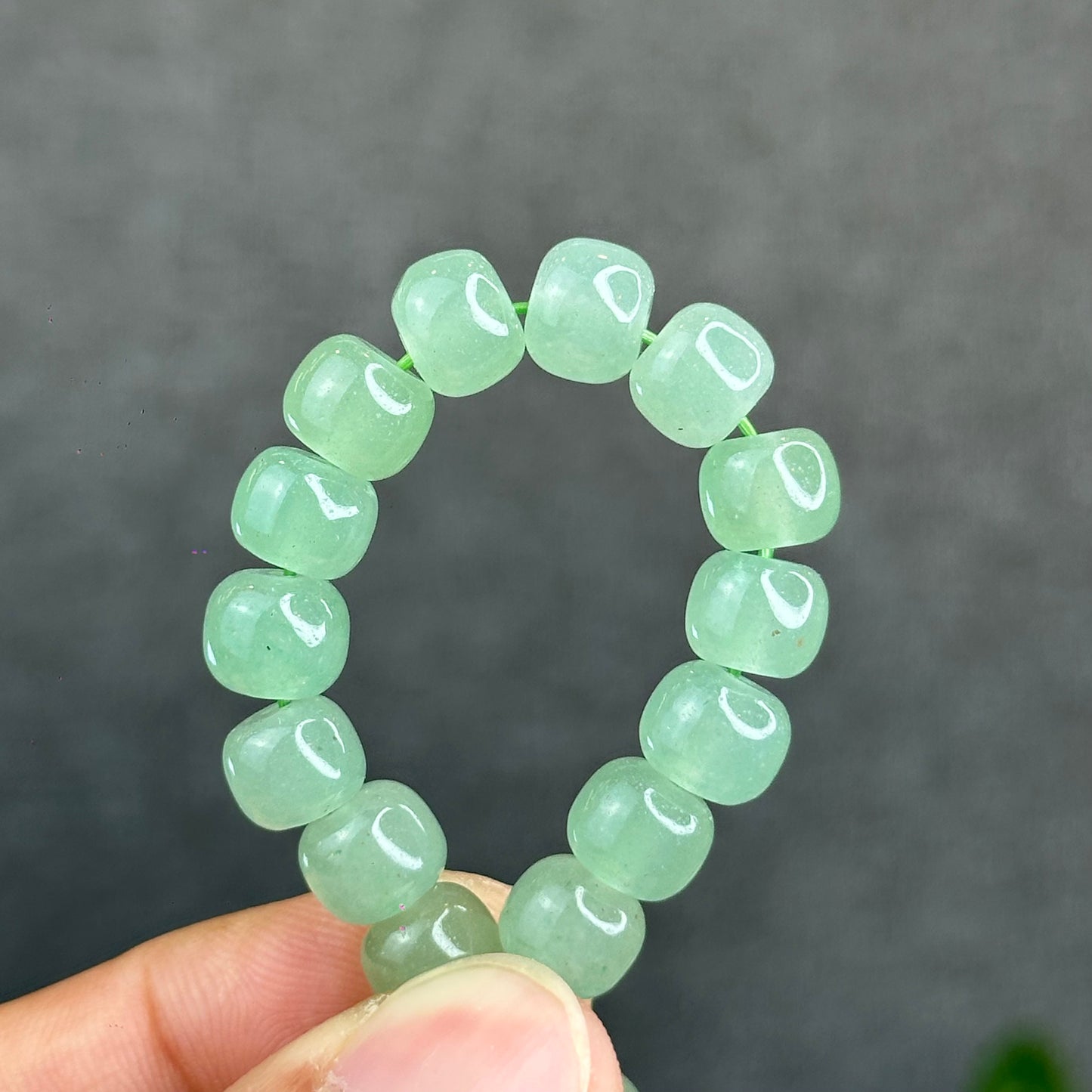 Natural Green Aventurine Barrel Bracelet Size 9 mm