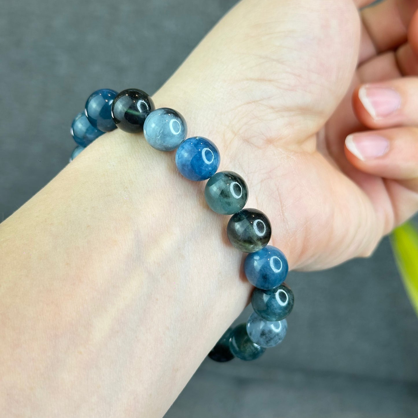 Natural Midnight Aquamarine Bracelet Size 10.5 mm