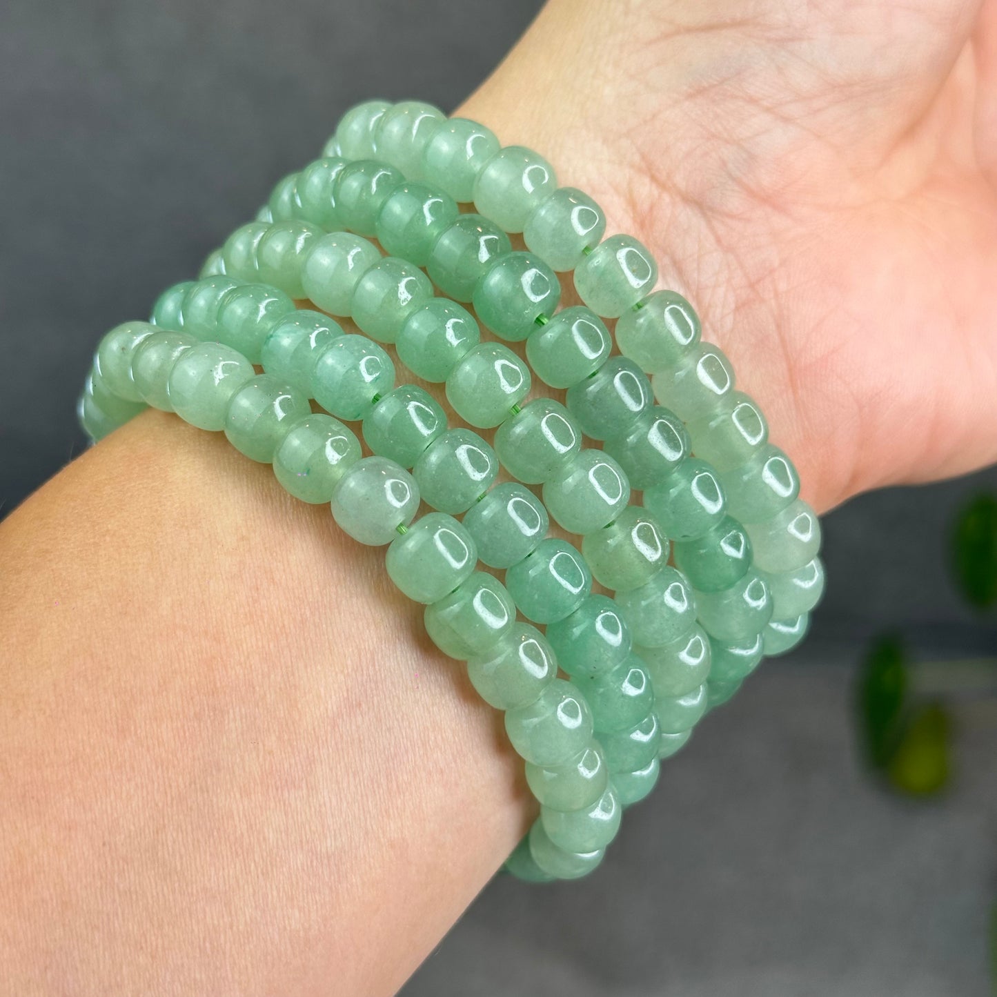Natural Green Aventurine Barrel Bracelet Size 9 mm