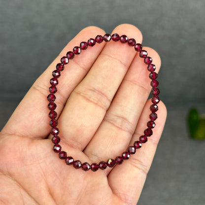 Natural Garnet Faceted Bracelet Size 4 mm