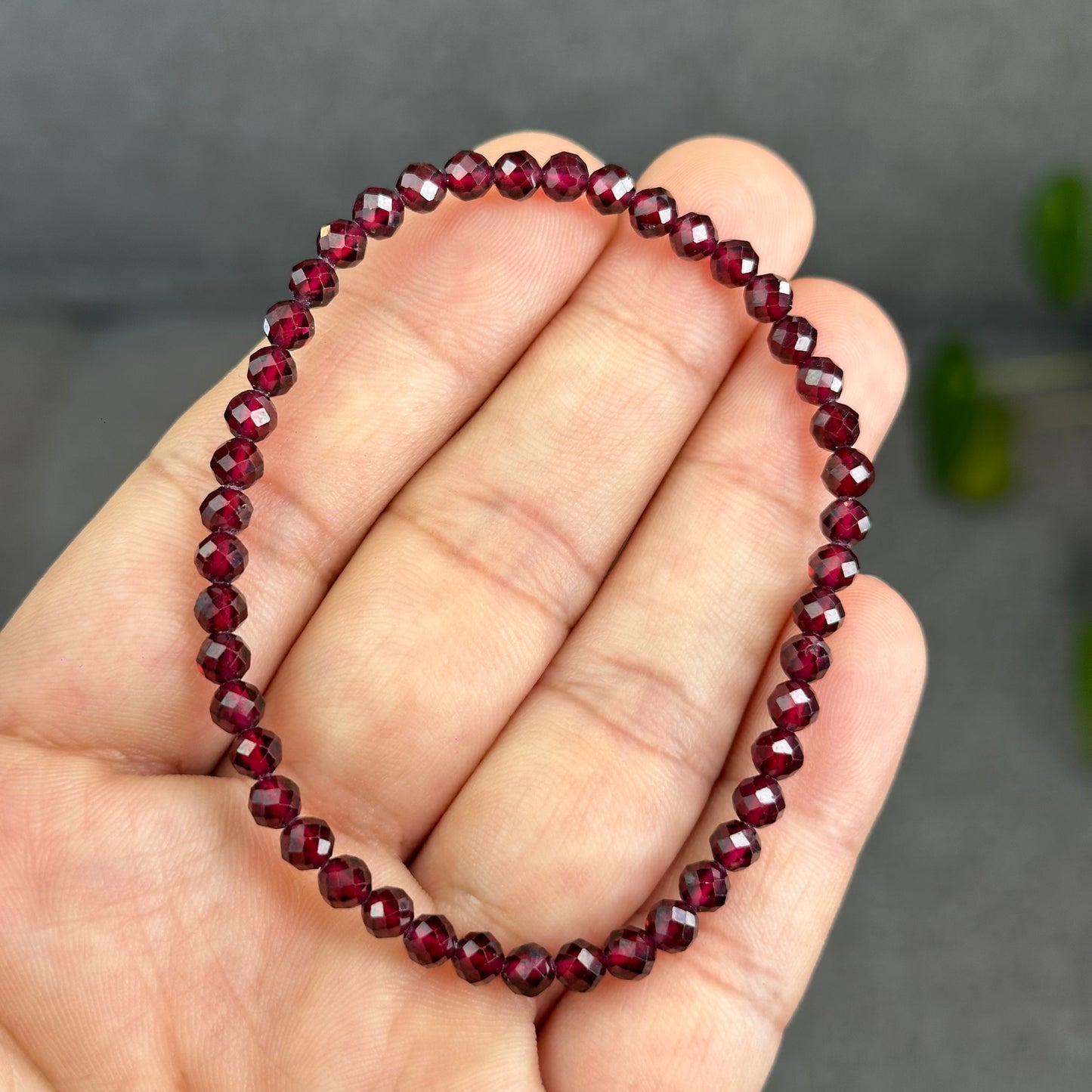 Natural Garnet Faceted Bracelet Size 4 mm