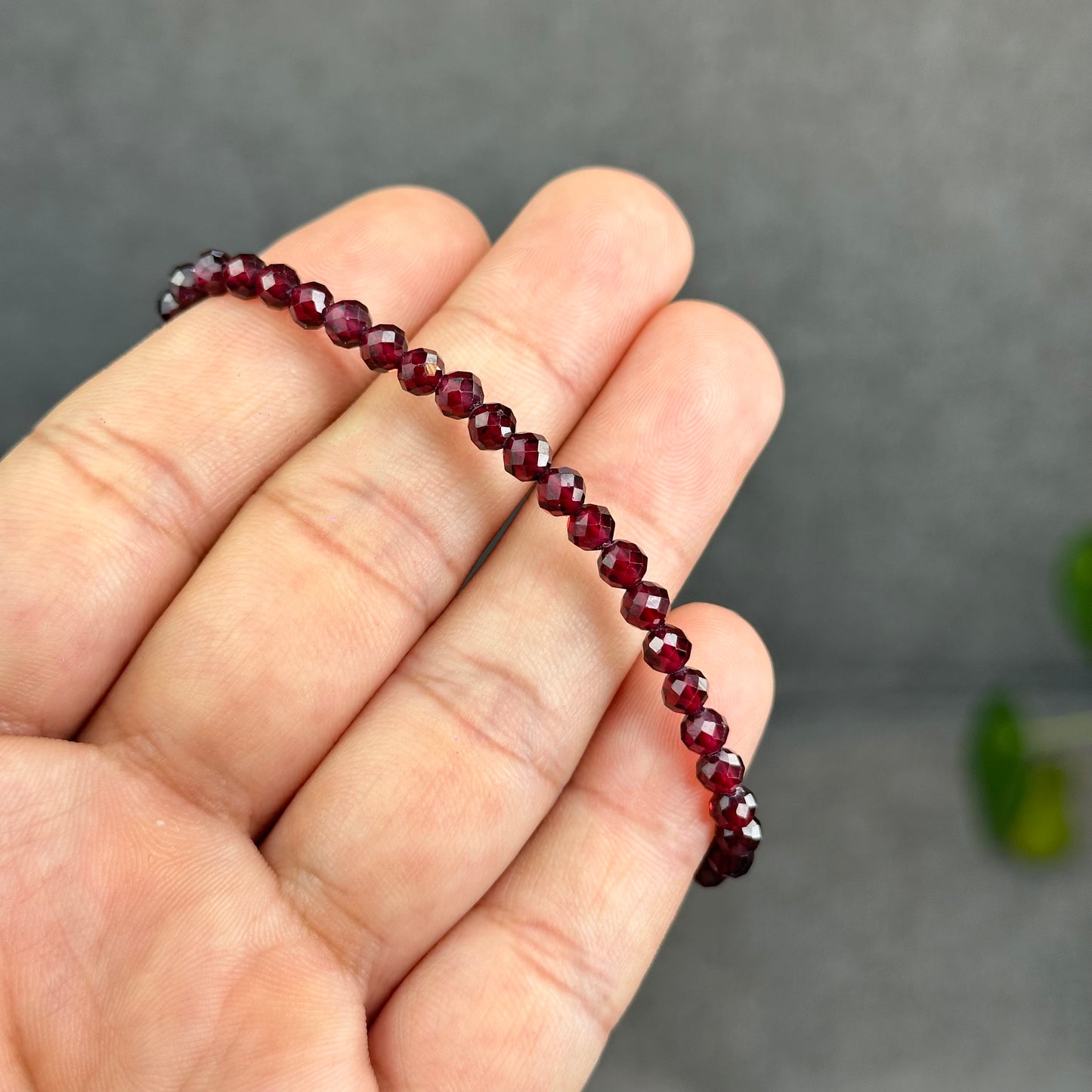 Natural Garnet Faceted Bracelet Size 4 mm