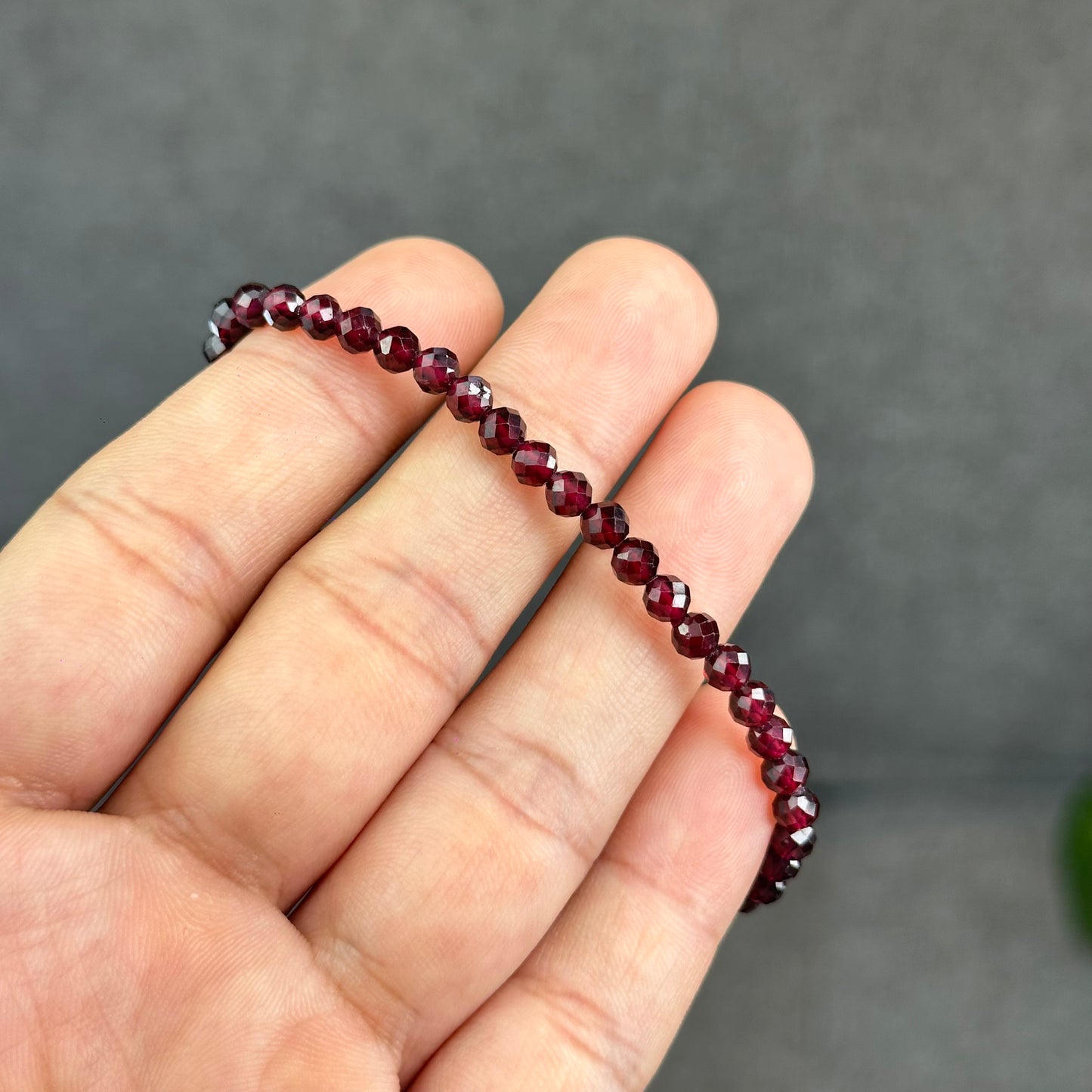 Natural Garnet Faceted Bracelet Size 4 mm