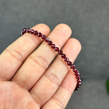 Natural Garnet Faceted Bracelet Size 4 mm