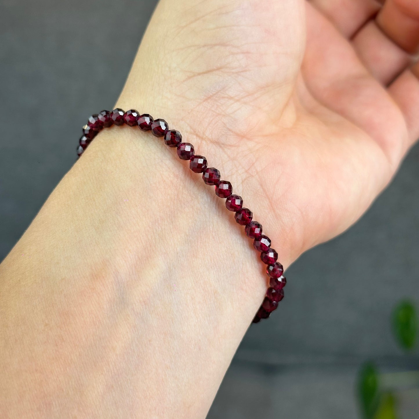 Natural Garnet Faceted Bracelet Size 4 mm