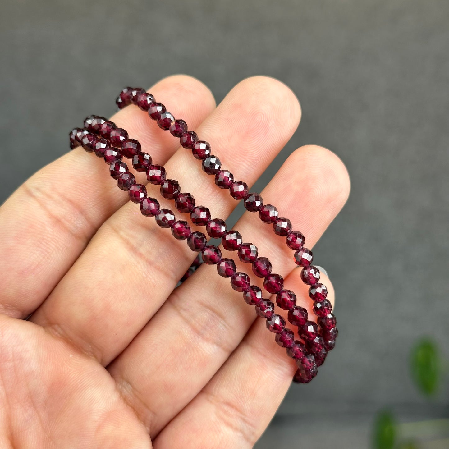 Natural Garnet Faceted Bracelet Size 4 mm